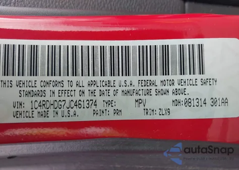 2018 Dodge Durango Gt Rwd из США, поврежденный, VIN 1C4RDHDG7JC461374